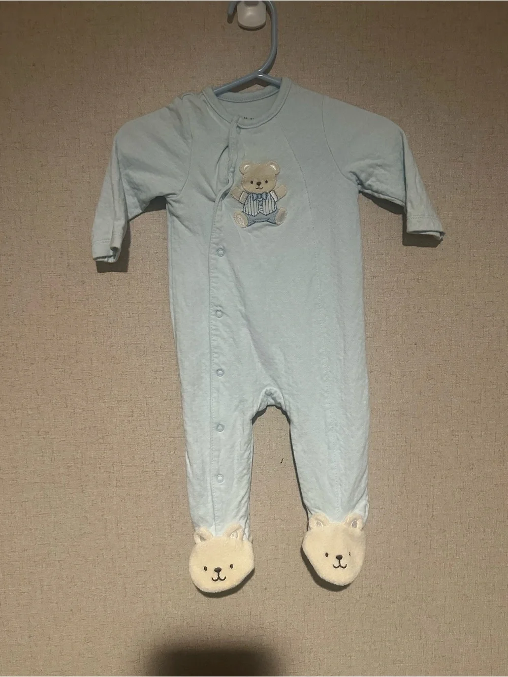 Little Me 6 M Baby Blue Bear Footed One-Piece Pajamas